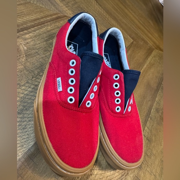 Vans Other - Vans Red and Navy Canvas Sneakers with Gum Sole NWOB